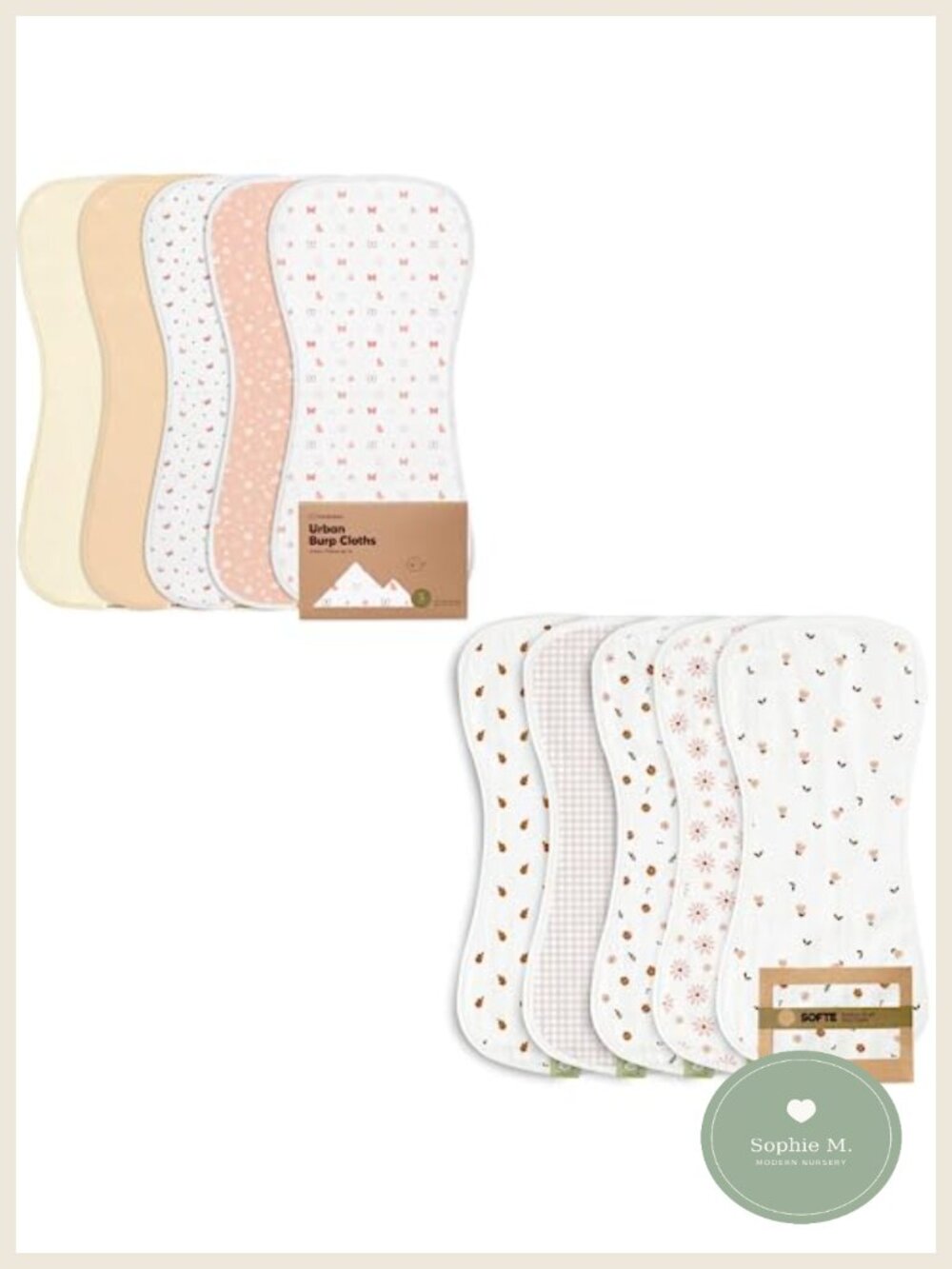 5-Pack Cotton Burp Cloths Super Absorbent Soft Plush Large 21x10.5